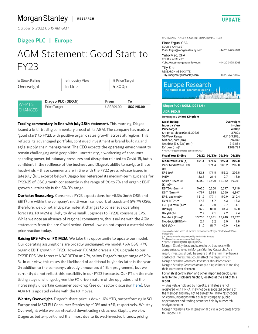 DGE.L-Morgan Stanley-Diageo PLC AGM Statement Good Start to FY23-98584156DGE.L-Morgan Stanley-Diageo PLC AGM Statement Good Start to FY23-98584156_1.png